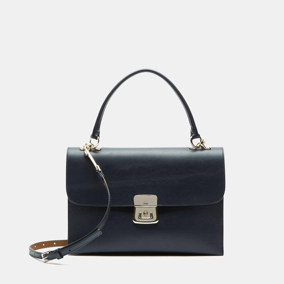 Theory Beekman Bag in Leather - Navy Blue - Picture 1 of 15